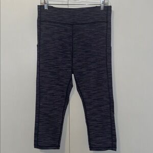 Tek Gear Cropped Leggings w Pockets Blue Space Dye Stripe Women’s XL Extra Large